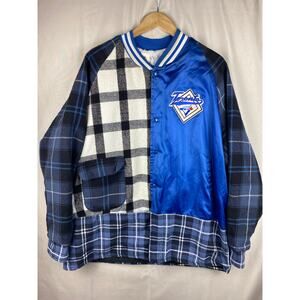 Custom Vintage 90s Chalk Line MLB Toronto Blue Jays Jacket Coat XXL Plaid Wool